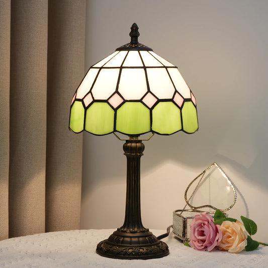 8" Mediterranean Stained Glass Table Lamp - Minimalist Bedside Reading