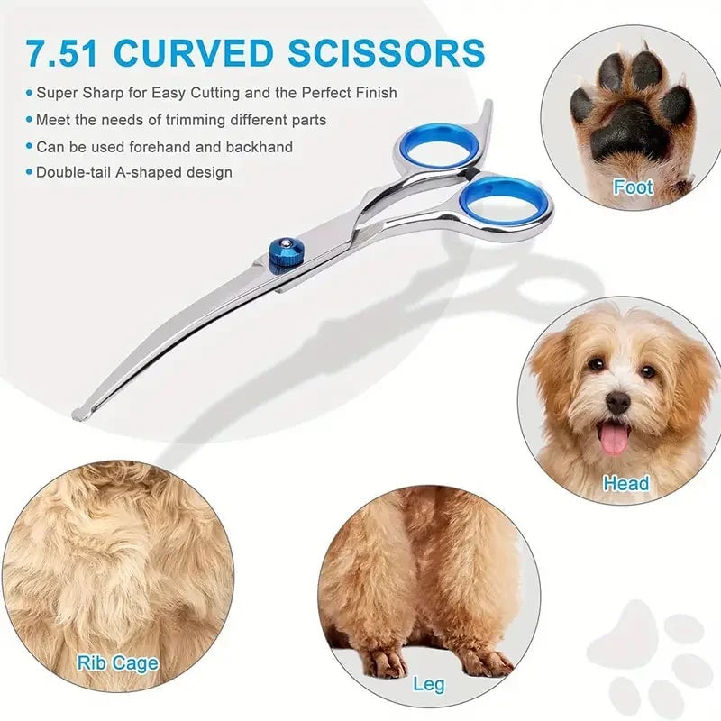 Safety Round Tip Pet Grooming Scissors Stainless Steel Dogs Cats