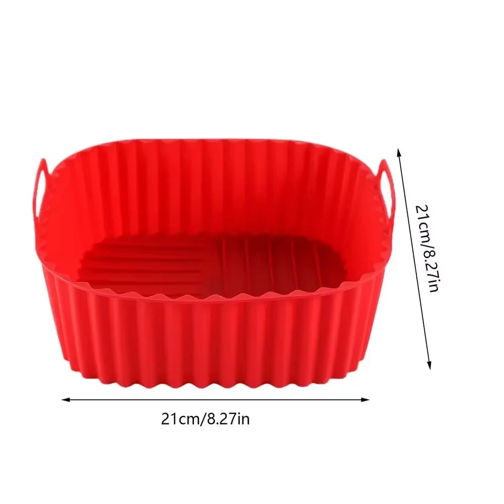 Square Silicone Air Fryer Basket Pan - Reusable Food Safe Baking Mold