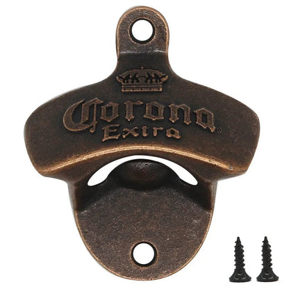 Zinc Alloy Wall Mount Bottle Opener with Screws - Professional Bar Tool