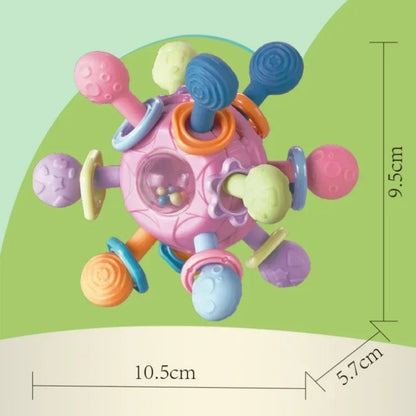 Rotating Rattle Ball Silicone Teether Baby Toy 0-12 Months Sensory