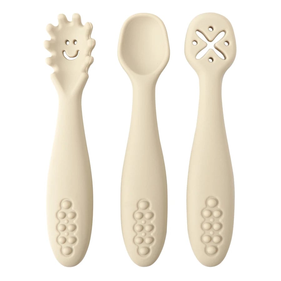 3PCS Baby Learning Spoons Set - Soft Silicone Weaning Cutlery