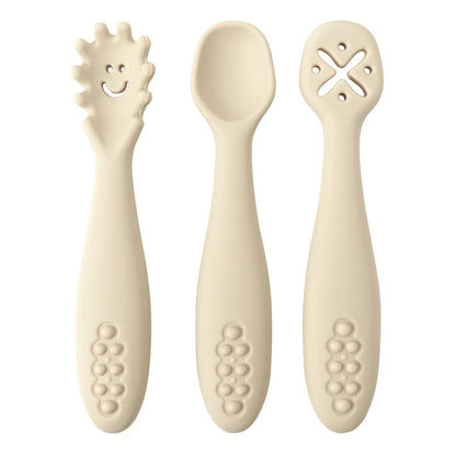 3PCS Baby Learning Spoons Set - Soft Silicone Weaning Cutlery