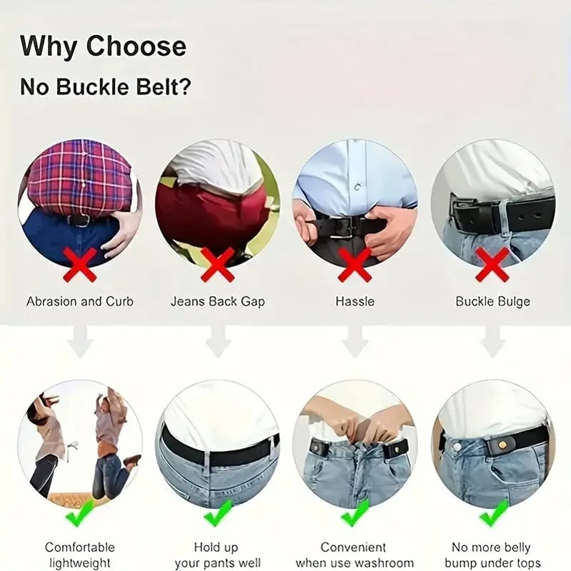 Invisible Elastic Belt - Traceless No-Buckle Design for Jeans & Pants
