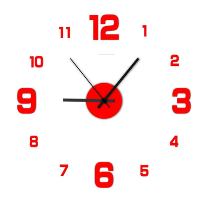 Frameless DIY Wall Clock Decal - Silent Movement Living Room Decor
