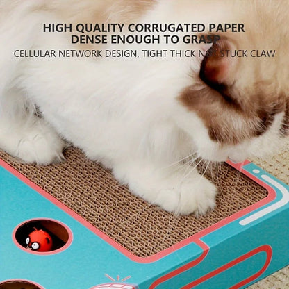Pop-Up Interactive Cat Scratcher - Corrugated Cardboard Multi-Play Toy