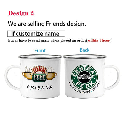 Personalised 11oz Enamel Central Perk Friends TV Show Coffee Mug