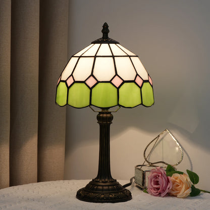 8" Mediterranean Stained Glass Table Lamp - Minimalist Bedside Reading