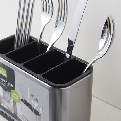 Plastic Kitchen Cutlery Organizer with Drain - Knife Spoon Fork Stand