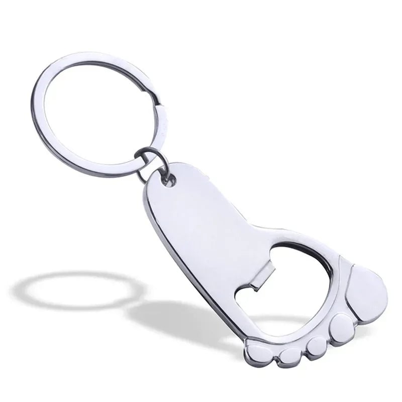 Metal Foot Keychain Bottle Opener - Beer Cap Corkscrew Key Ring Z004