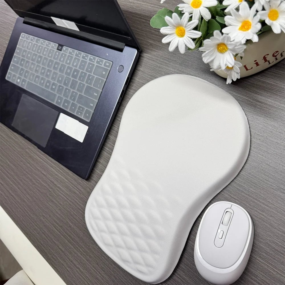 Ergonomic Memory Foam Wrist Rest Mouse Pad - Non-Slip Computer Support