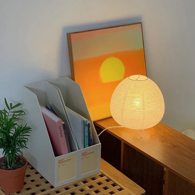 LED Japanese Rice Paper Lantern Table Lamp - Bedside Study Decor