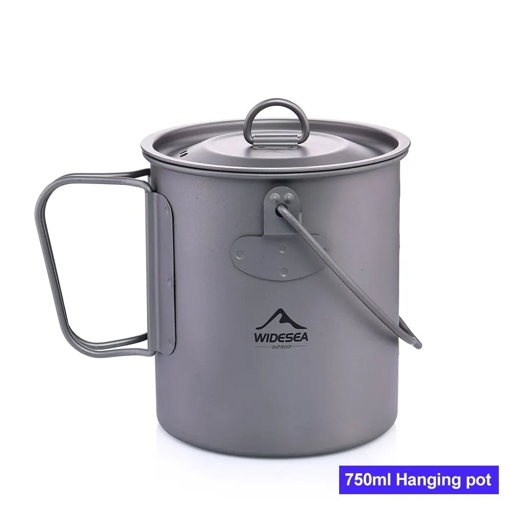Titanium Camping Cookware Set - Lightweight Pot Frying Pan Outdoor