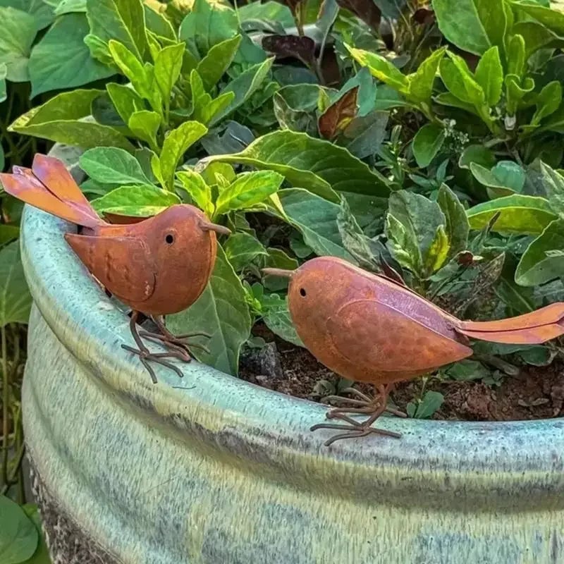 2Pcs Iron Bird Figurines - Tabletop Decorative Sculpture Ornaments