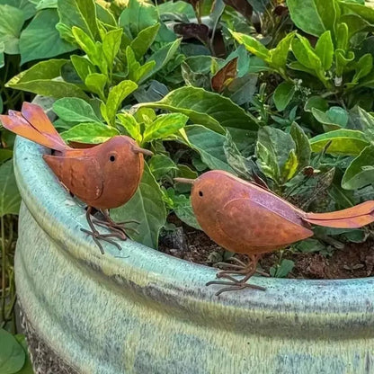 2Pcs Iron Bird Figurines - Tabletop Decorative Sculpture Ornaments