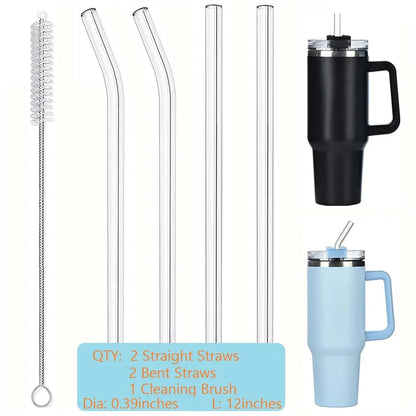 Clear Glass Straws 8" 12" Reusable Dishwasher Safe Stanley Tumbler