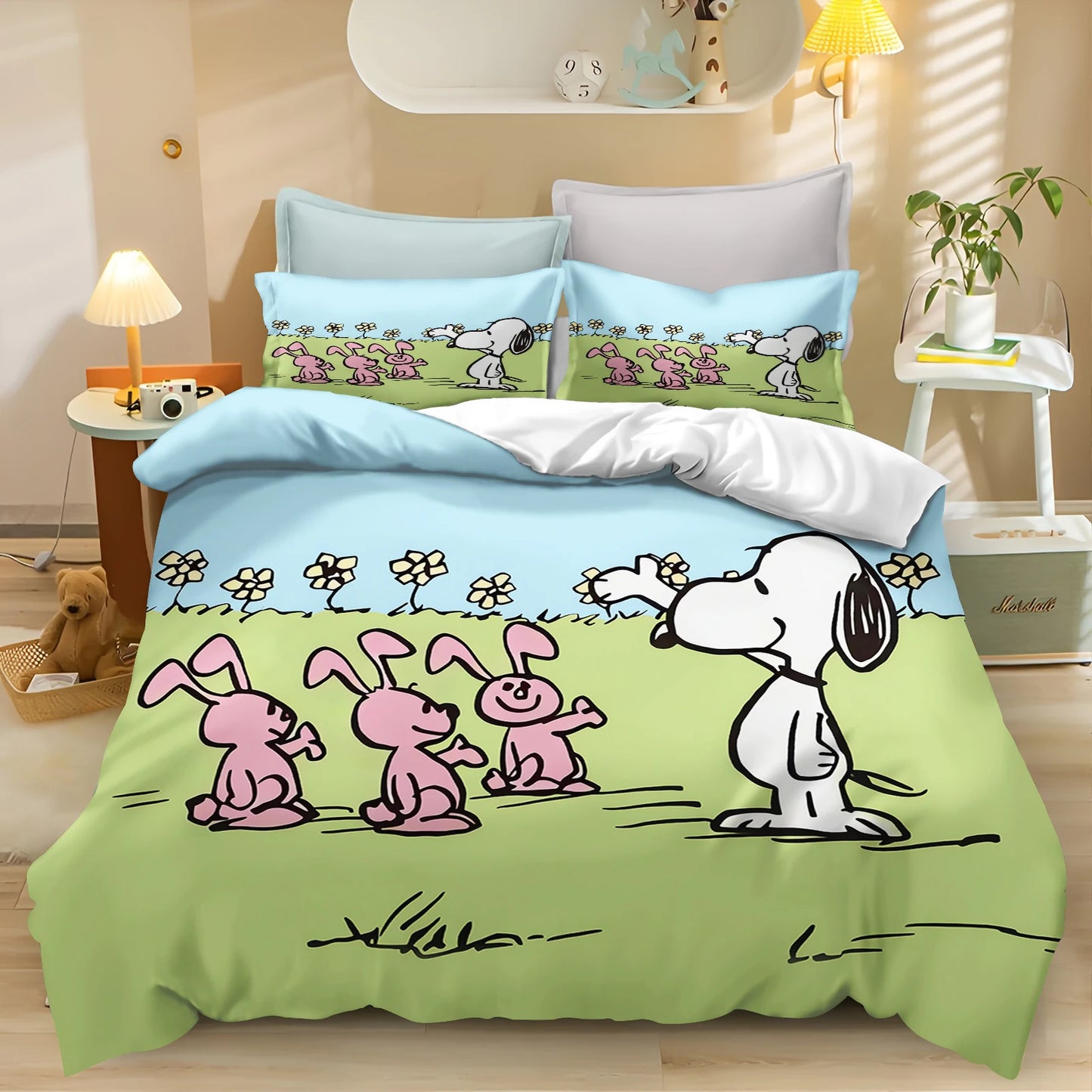 Snoopy Peanuts 3D King Size Duvet Cover Comforter Bedding Set