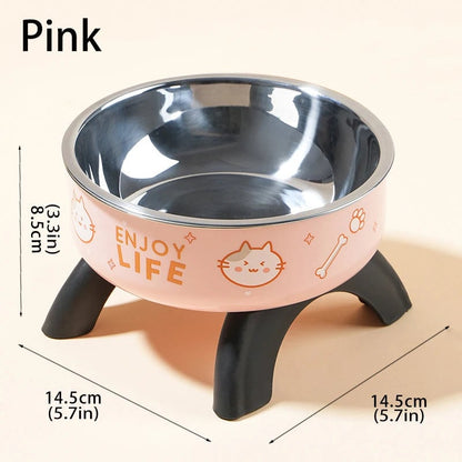Raised Stainless Steel Pet Bowl - Elevated Dog Cat Feeder Stand