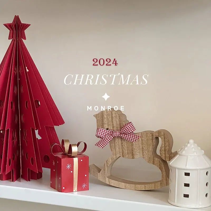 Small Wooden Horse Desktop Holiday Decoration - Festive Ornament