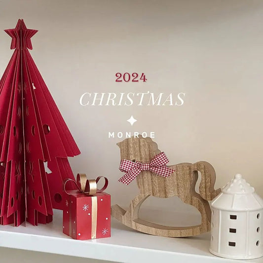 Small Wooden Horse Desktop Holiday Decoration - Festive Ornament