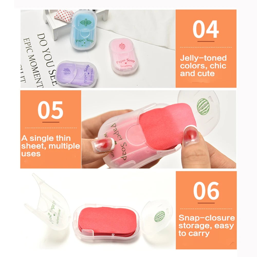 Portable Hand Soap Sheets 50ct Travel Dissolving Cleanser Wipes