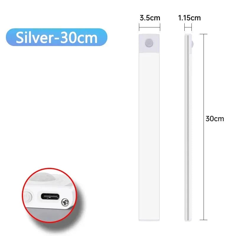 USB Rechargeable LED Cabinet Light Wireless Motion Sensor Magnetic