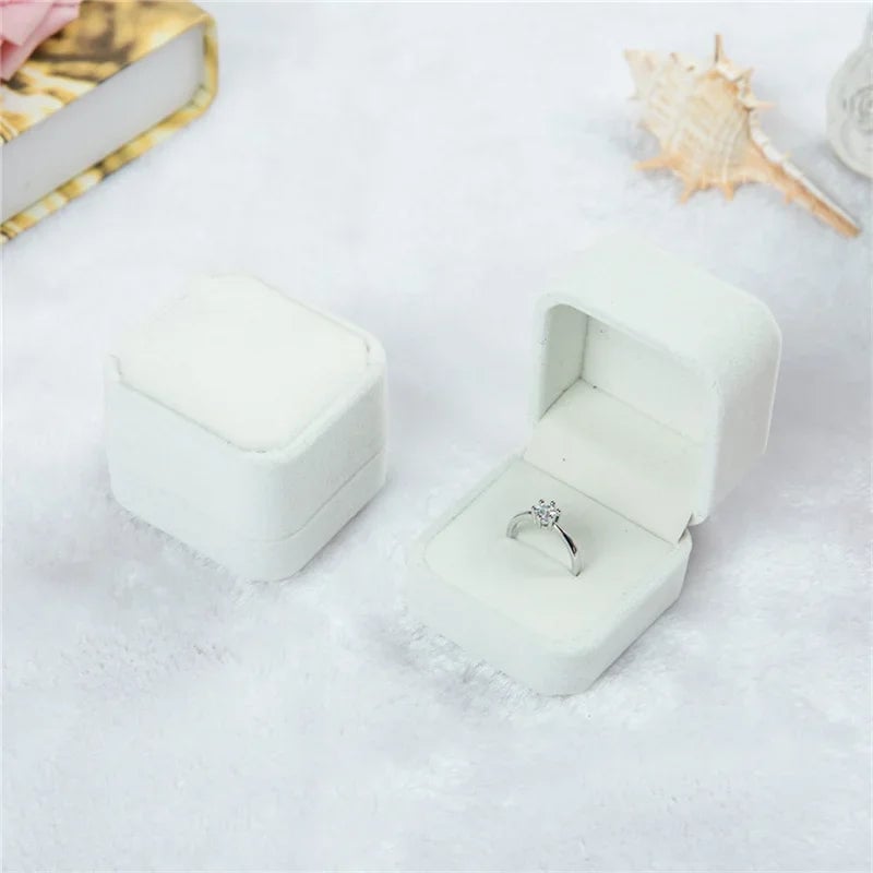 Rounded Flannelette Ring Box - Flocked Jewelry Storage Organizer