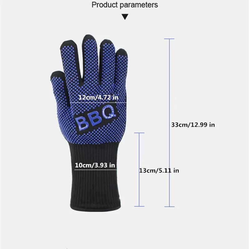 800°F Heat Resistant Oven Gloves - Fireproof BBQ Baking Mitts