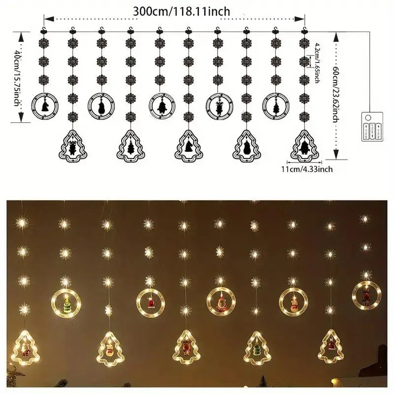 Santa LED Curtain Lights 10 Figures Remote Control Christmas Decor