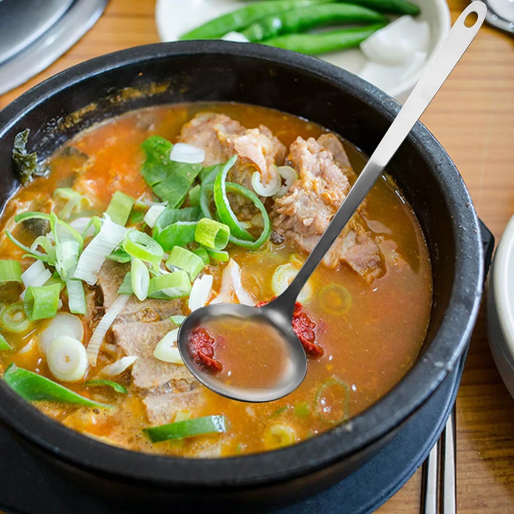Stainless Steel Long Handle Slotted Soup Spoon Hot Pot Ladle