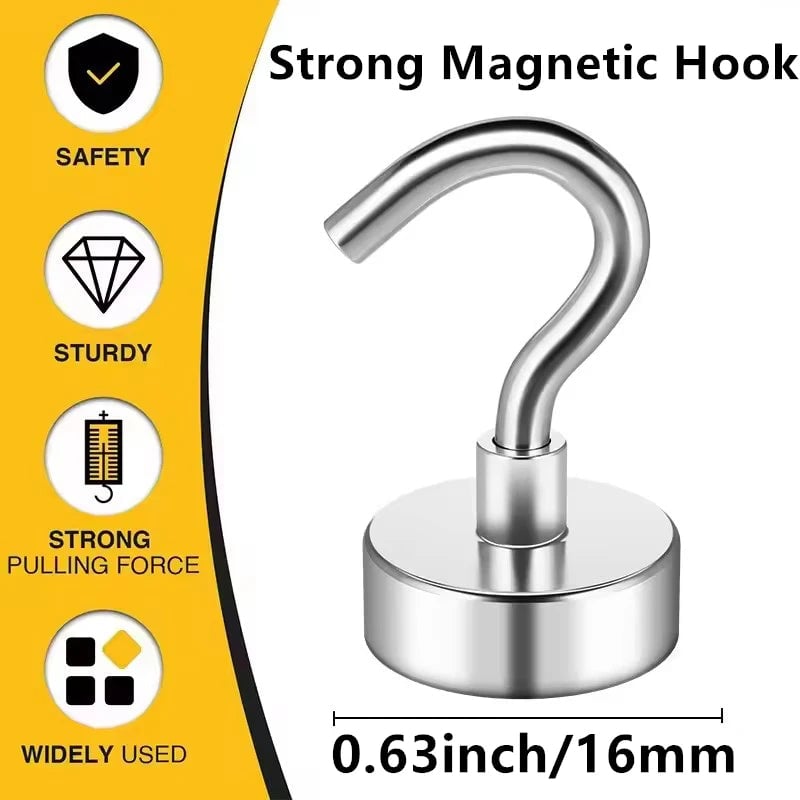 16mm Heavy Duty Magnetic Hooks - Strong Multi-Purpose Storage
