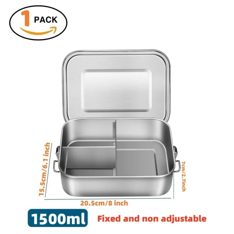 304 Stainless Steel Bento Lunch Box - Airtight BPA-Free Adult