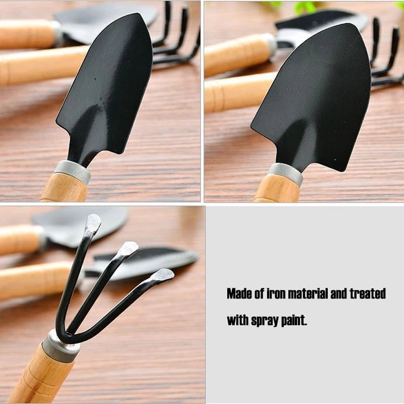 3-Piece Iron Gardening Tool Set - Shovel, Rake & Hand Tool Kit