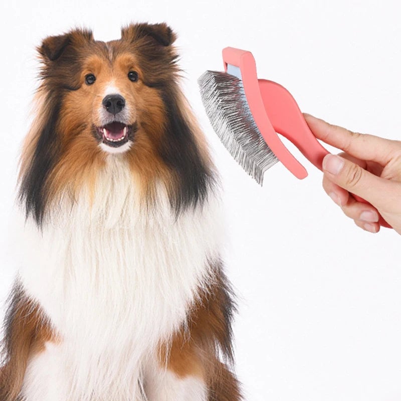Professional Pet Deshedding Rake Long Handle Hair Remover Brush