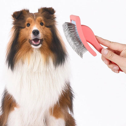 Professional Pet Deshedding Rake Long Handle Hair Remover Brush