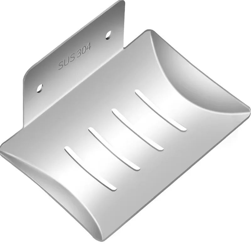 Wall-Mounted Non-Porous Drain Soap Dish Tray Holder Bathroom