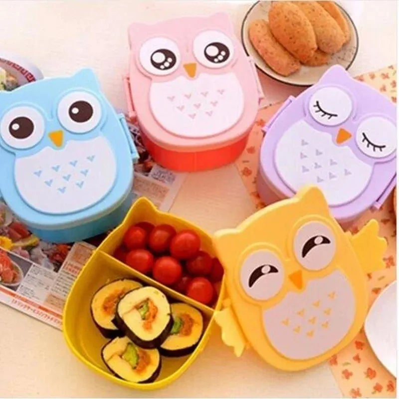 Kids Portable Bento Lunch Box Plastic Food Container with Cartoon Cutlery
