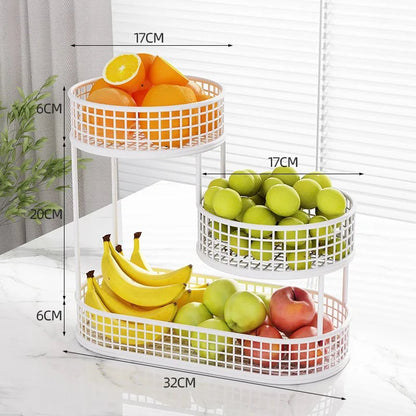 Stainless Steel Multi-Layer Round Fruit Basket Storage Display Rack