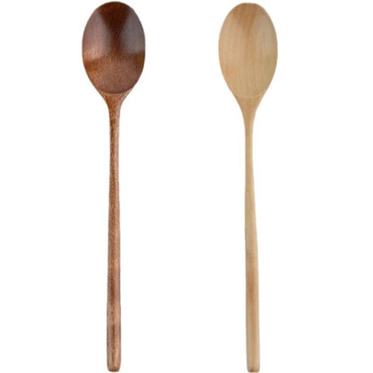 2pcs Wooden Spoons Kitchen Utensil Set - Soup Tea Coffee Honey