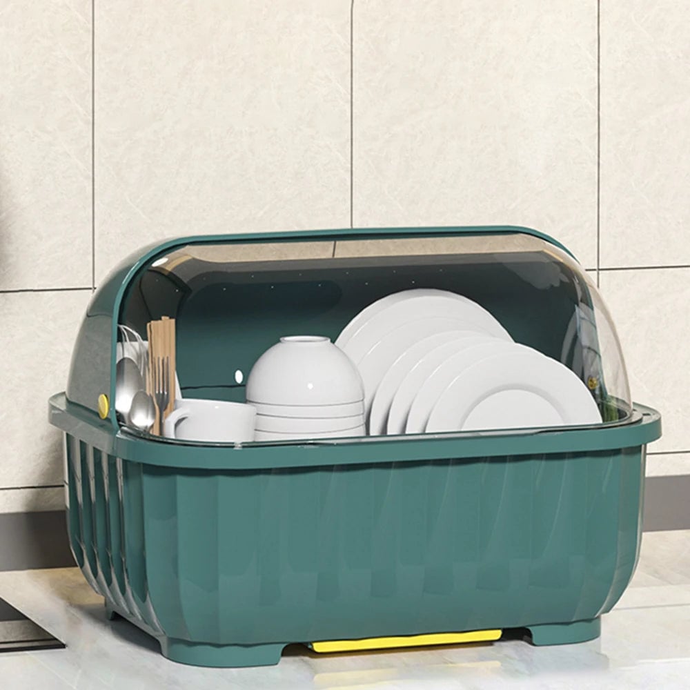 Kitchen Drain Cabinet Dish Storage Box with Lid & Chopsticks Rack
