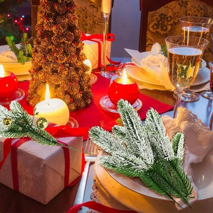 Artificial Snow Pine Branch Set - 5/10pcs Fake Pine Needles Garland