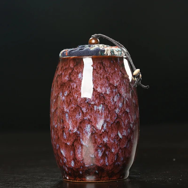 Mini Ceramic Food Storage Jar with Sealed Lid - Tea Caddy Container