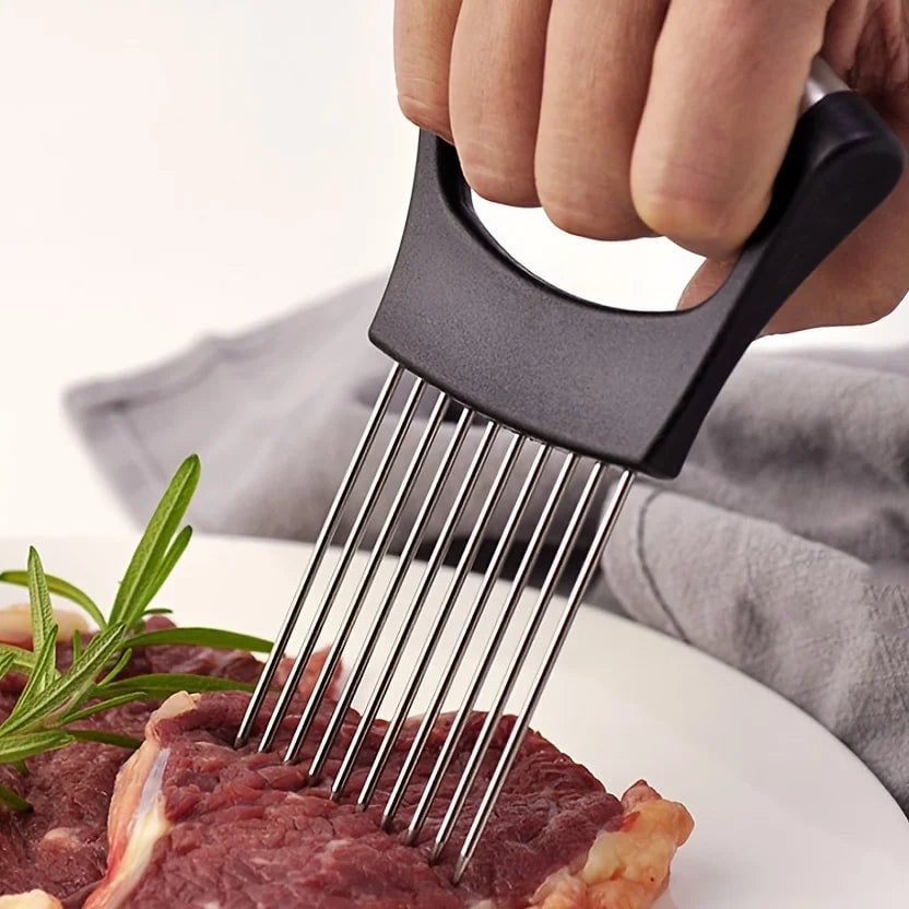 Stainless Steel Onion Slicer Holder - Multi Vegetable Cutter Tool