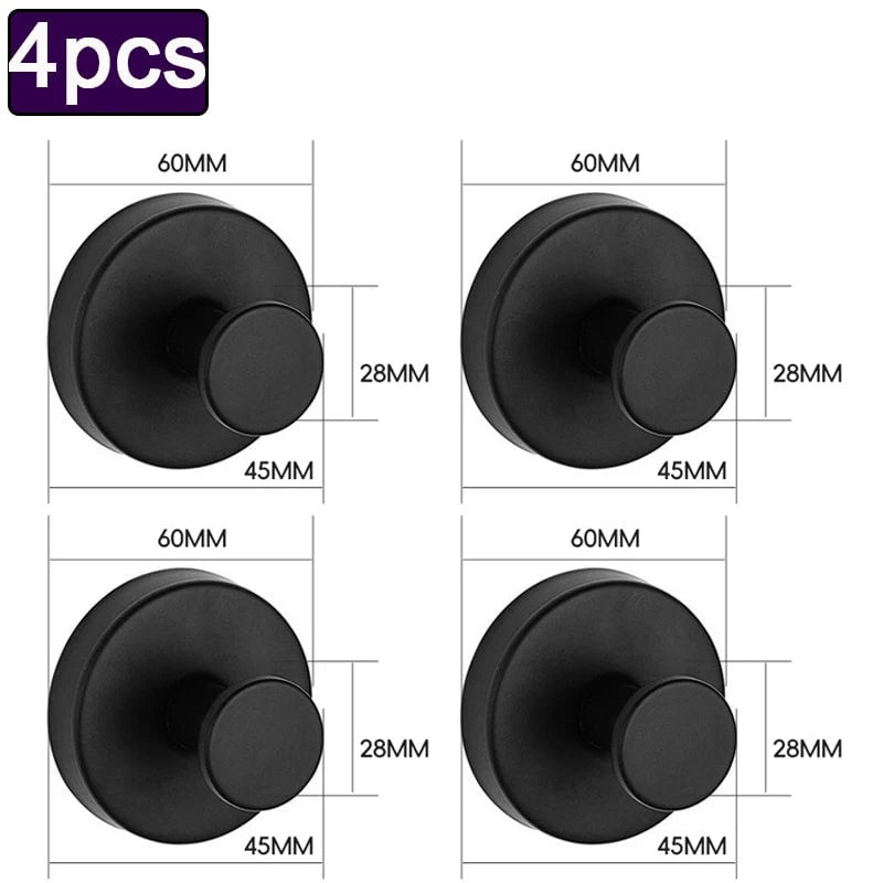 4pcs Waterproof Suction Cup Hooks Strong Hold Bathroom Towel Hangers