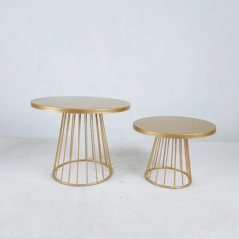 Gold Metal Cake Stand Set 20+25cm - Wedding Dessert Display Plates