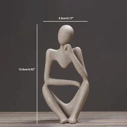 Sand Color Abstract Thinker Statue - Yoga Meditation Figurine Decor