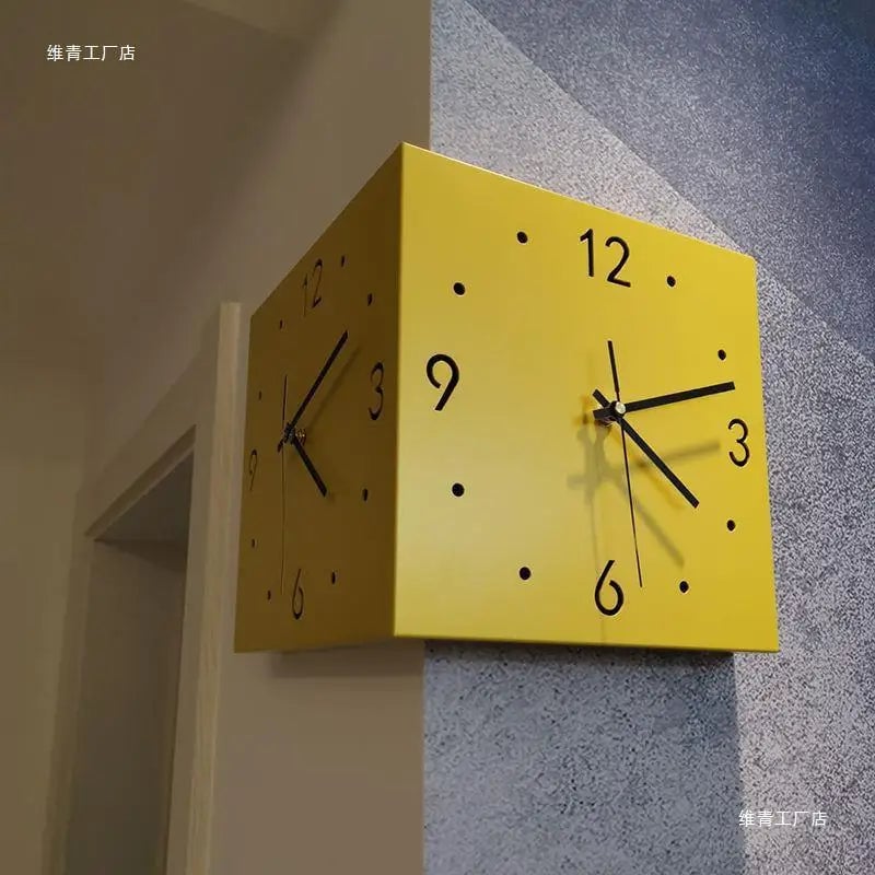 Double-Sided Corner Wall Clock Silent Creative Design Living Room