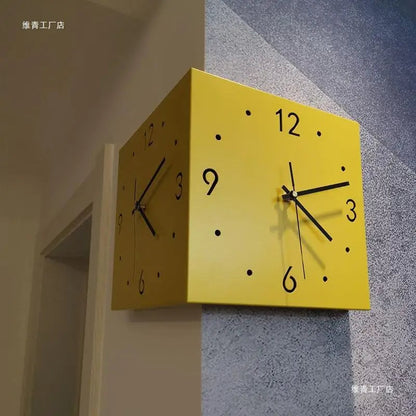Double-Sided Corner Wall Clock Silent Creative Design Living Room