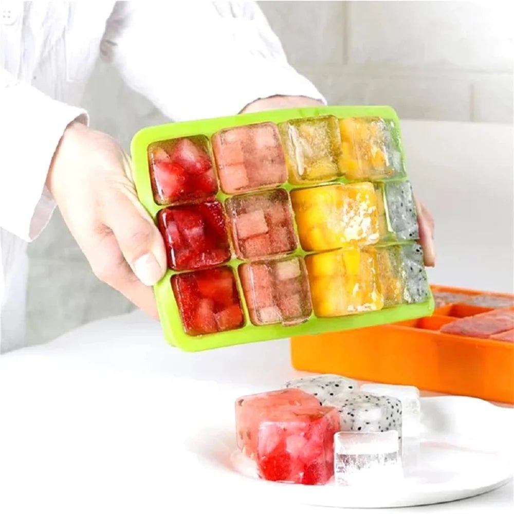 15 Grid Silicone Ice Cube Mold - Big Square Ice Cube Tray Maker
