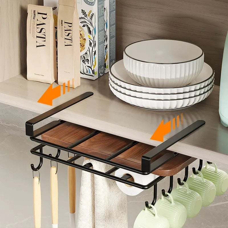 Under Cabinet Kitchen Hanging Organizer Rack Wall Mount Hooks